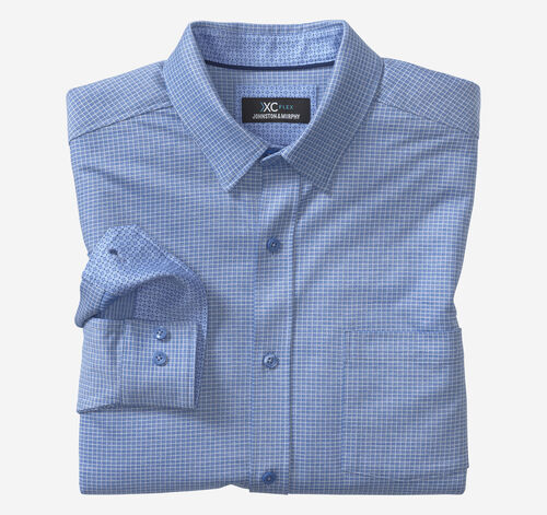 XC Flex® Stretch Long-Sleeve Shirt - Blue Micro Grid