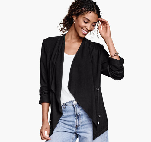 Draped Open-Front Blazer