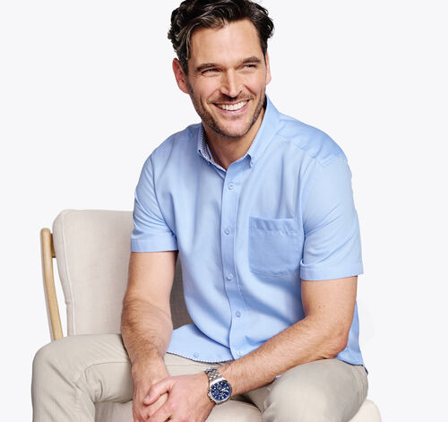 Textured Cotton Short-Sleeve Shirt