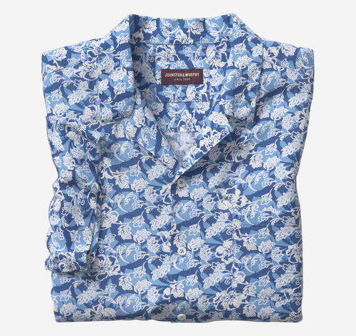 Short-Sleeve Camp Shirt - Blue Tropical Floral