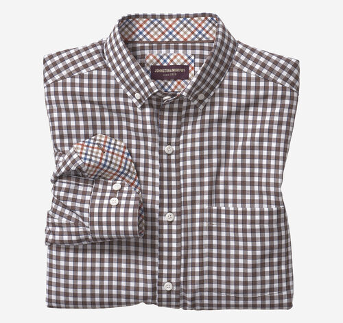 Long-Sleeve Twill Checked Shirt