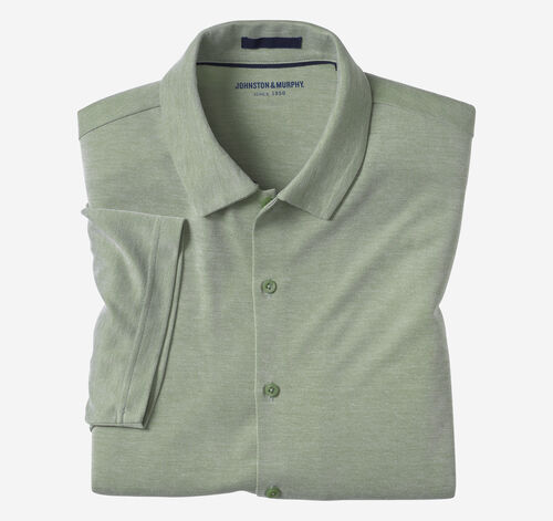 Vintage Birdseye Button-Front Shirt - Green