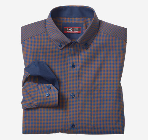 XC4® Long-Sleeve Stretch-Woven Shirt - Brown/Navy Gingham