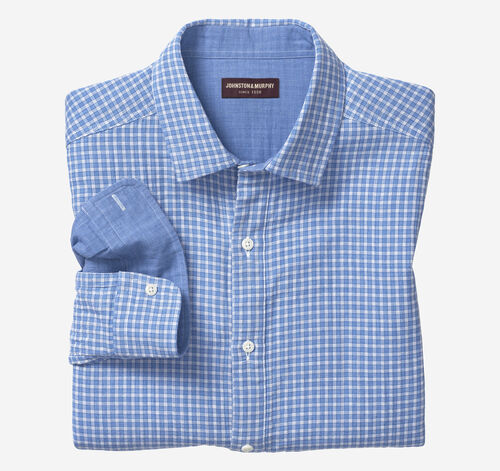 Double-Layer Long-Sleeve Shirt - Blue Gingham