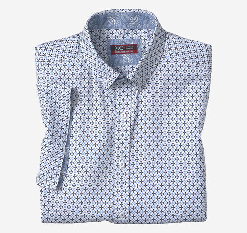 XC4® Short-Sleeve Stretch Woven Shirt - Navy/Blue Circle Cross