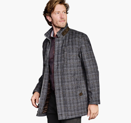 Plaid Wool-Blend Car Coat