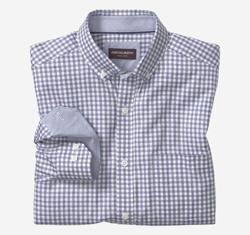 Recycled Long-Sleeve Shirt - Blue Tonal Gingham