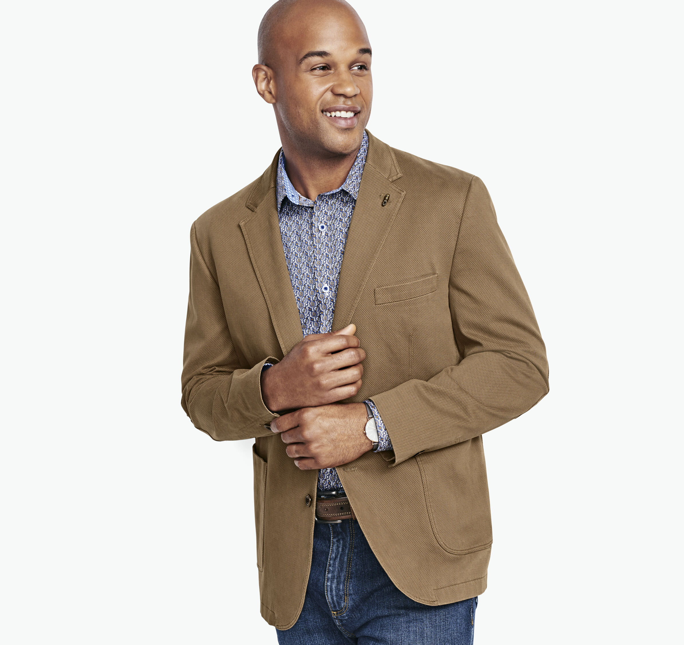 Washed Cotton Printed Blazer Johnston & Murphy