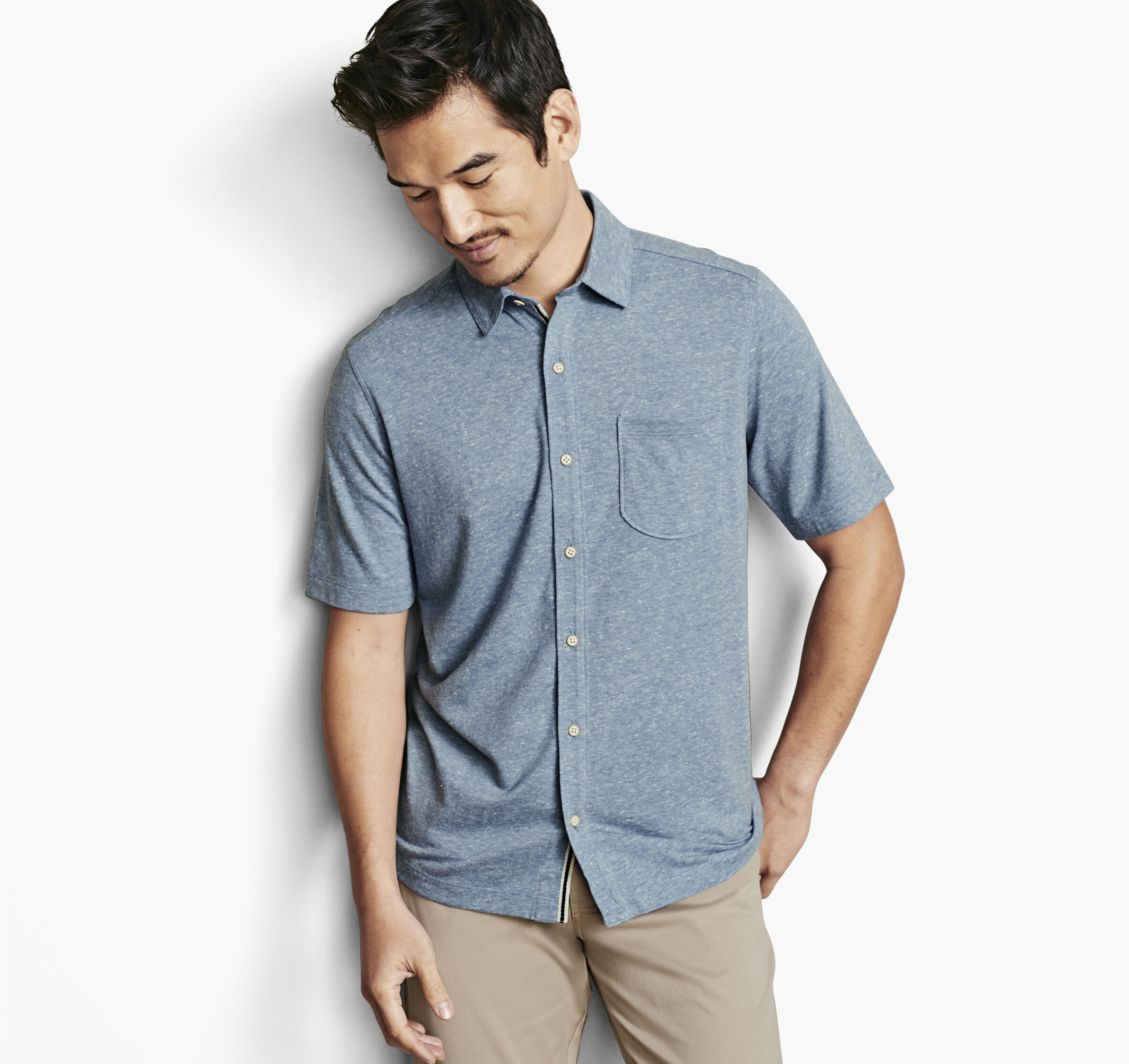 Short-Sleeve Button-Front Knit Shirt | Johnston & Murphy