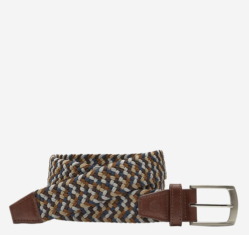 Woven Stretch-Knit Belt - Brown Multi