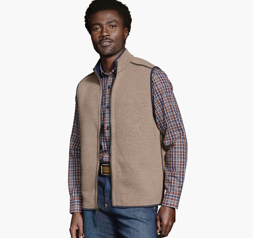 Reversible Channel Quilted Vest - Brown Heather/Navy