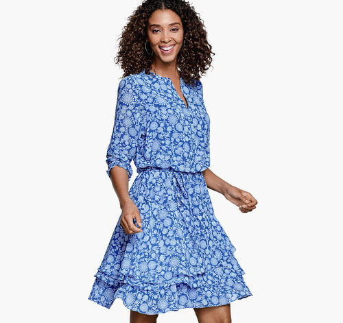Tiered Floral-Print Dress