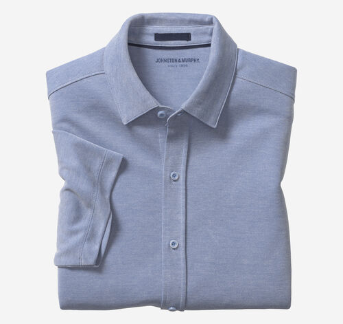 Vintage Birdseye Button-Front Shirt - Blue