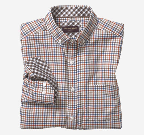 Long-Sleeve Twill Checked Shirt
