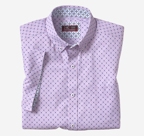 XC4® Short-Sleeve Stretch Woven Shirt - Purple Diamond Grid