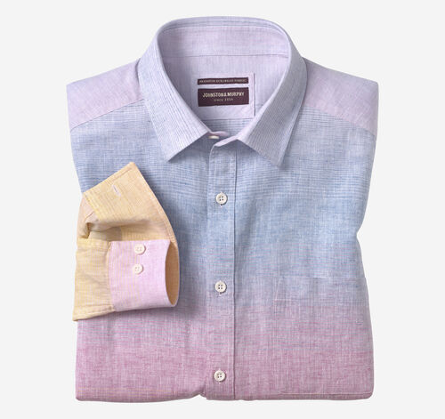 Washed Linen-Blend Shirt - Blue Multi Ombre
