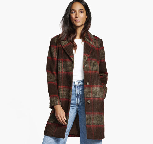 Brushed Plaid Coat