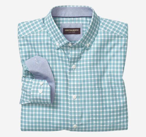 Recycled Long-Sleeve Shirt - Green Shadow Gingham