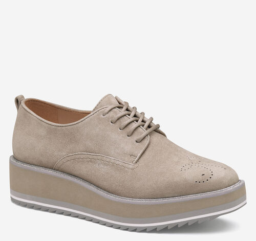 Gracelyn Brogue Oxford - Taupe Kid Suede