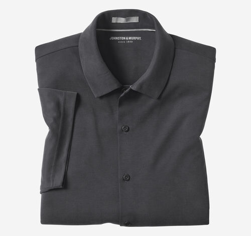 Vintage Birdseye Button-Front Shirt - Black
