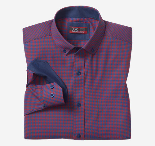 XC4® Long-Sleeve Stretch-Woven Shirt - Red/Navy Gingham