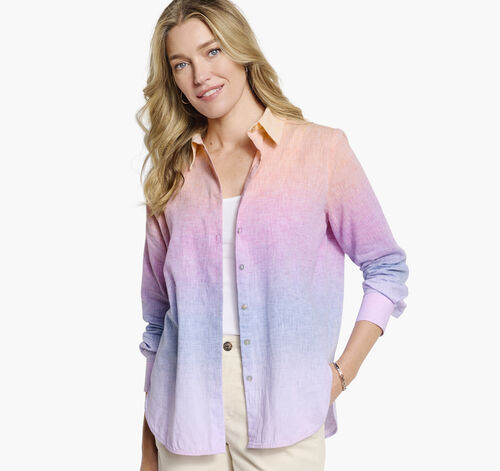 Ombre Button-Front Shirt - Rainbow