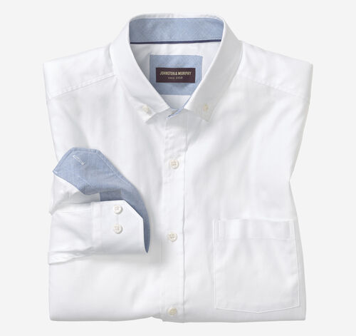 Long-Sleeve Oxford Shirt - White Oxford