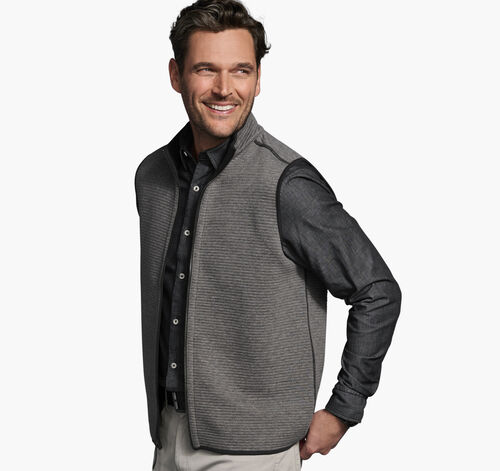 Reversible Channel Quilted Vest - Gray Heather/Black
