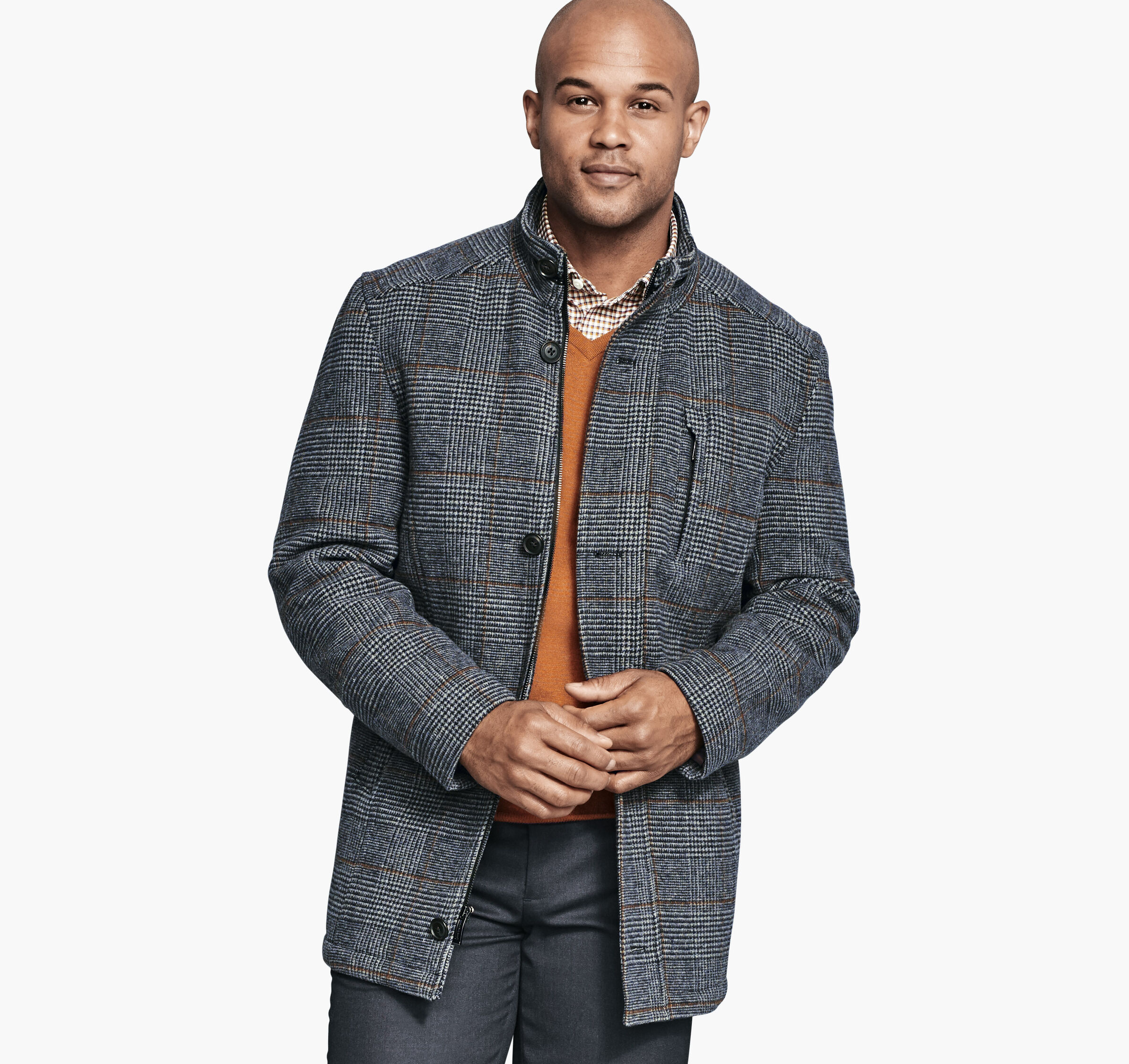 Plaid Wool Coat Johnston & Murphy