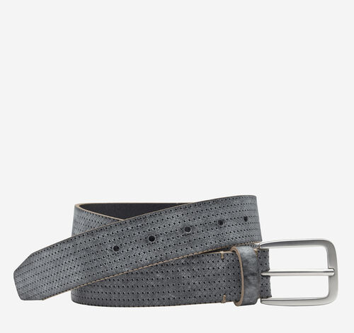 Washed Basketweave Embossed Belt - Black