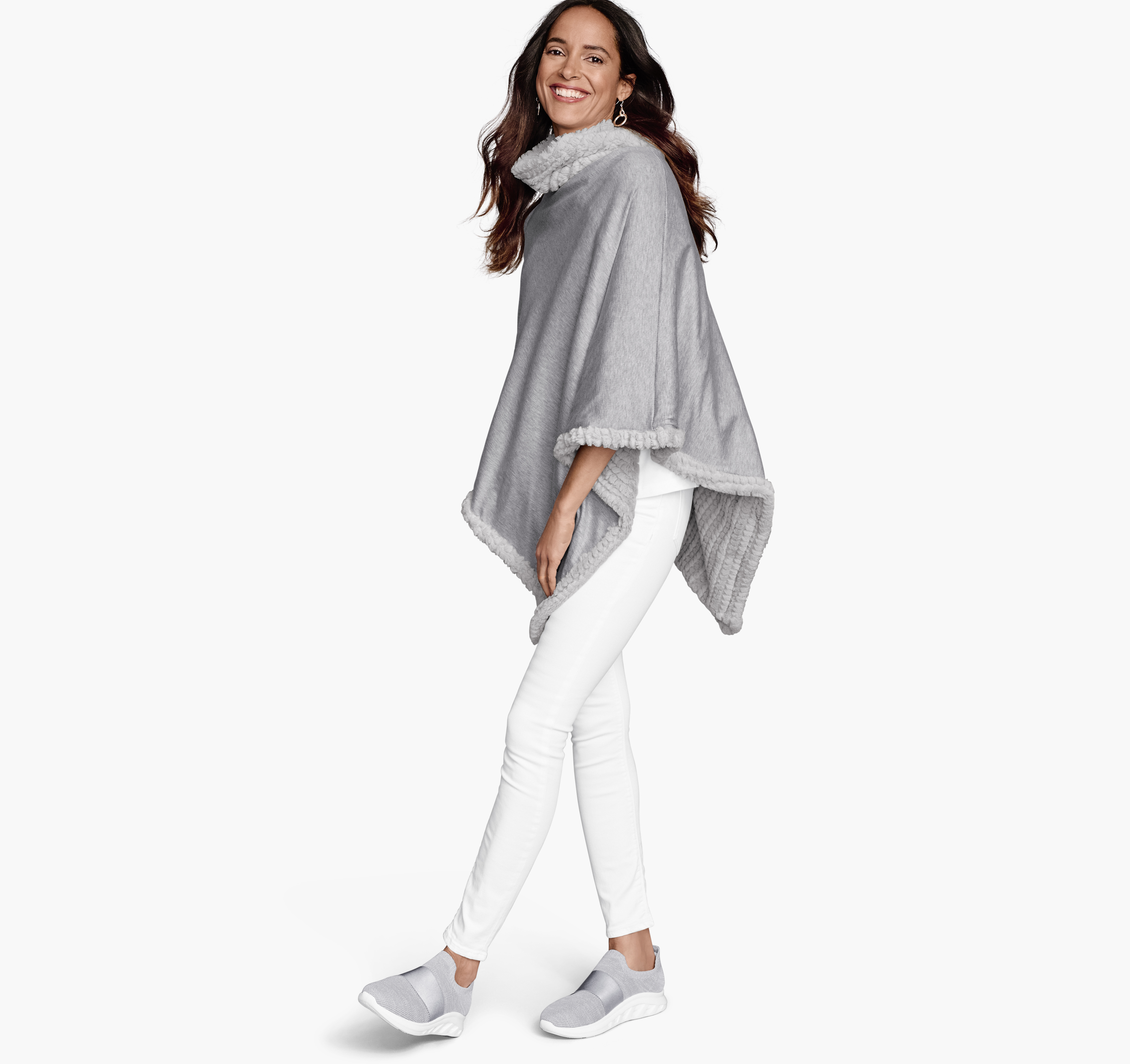 Reversible Faux-Fur Poncho image number null